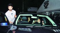 Shahid Kapoor drives his family in the new car