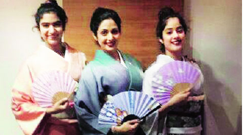 Sridevi with her daughters Jahnavi and  Khushi