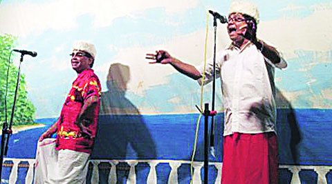 A scene from Amchea Gharant Tiatr