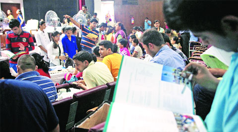 Students during BCom counselling at Panjab University on Thursday. (Source: Express photo by Sumit Malhotra)