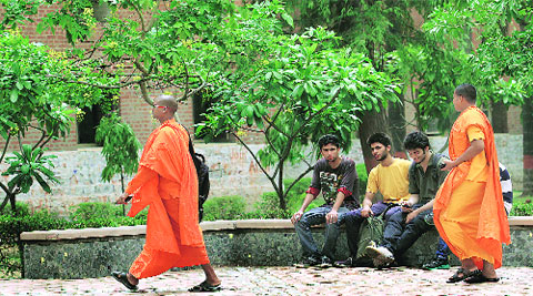 A day before admissions begin, students at Faculty of Arts in North Campus. (Source: Express photos by Ravi Kanojia) 