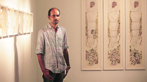 Gipin Varghese; a visitor at the exhibition. (Source: Express photo by Amit Mehra)
