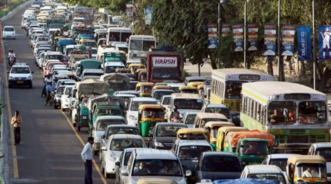 per capita vehicle population in the city is highest in the country. in 2011, city had 10.07 lakh vehicles and 10.54 lakh residents. (Source: PTI photo)