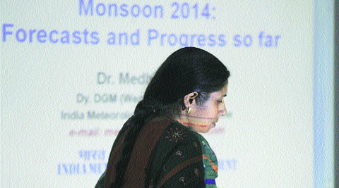 Medha Kolhe, deputy director-general, weather forecasting, IMD, at the Press meet on Monday. ( express photo by: Pavan Khengre )