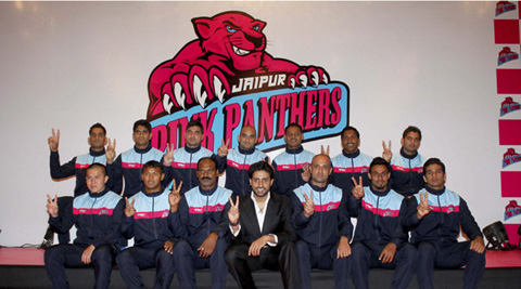 The Jaipur Team with owner Abishekh Bachchan (Source: PTI) 