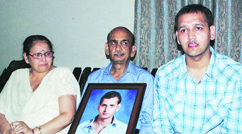 Rahul’s family at their residence on Tuesday. (Express)