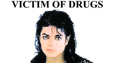 The late pop star is featured in a slide in a presentation against drug use.