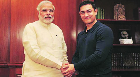 Aamir Khan with Narendra Modi
