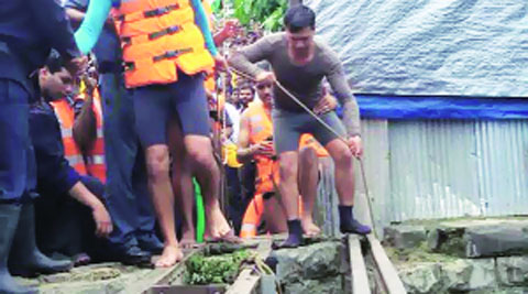 The rescue operation in progress on Monday