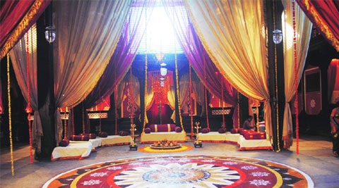 The sets of the darbar of the Peshwas in the film Rama Madhav