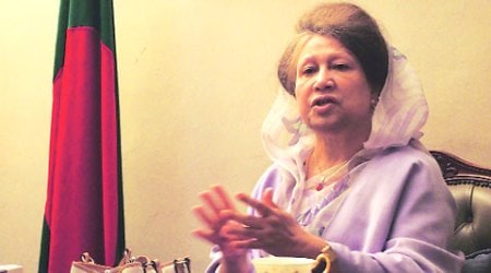 At her office in Dhaka’s Gulshan neighbourhood. ( Express photo: Shubhajit Roy )