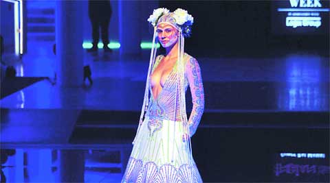 Two designs by him designer Manish Arora