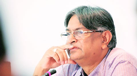 Jamia V-C Professor Talat Ahmad at a press conference on Wednesday. Amit Mehra 