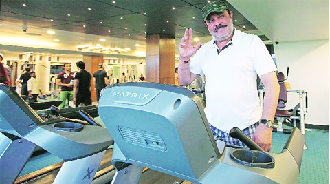 Yograj Singh at a Sector 9 gym on Saturday. ( Express photo by Kamleshwar Singh )