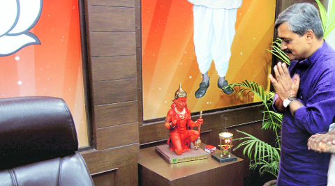 Satish Upadhyay at the Delhi BJP office on Tuesday