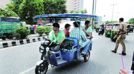 The meetings come after the Delhi High Court order on Thursday directing the city government to stop e-rickshaws from plying as of now. (Source: IE photo by Ravi Kanojia)