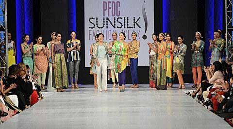 Models showcasing Maskatiya’s collection at an earlier fashion show.