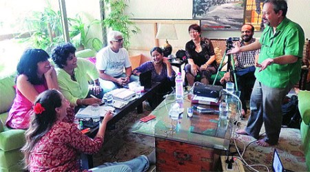 Theatre veterans at a conference discussing the future of the art form.