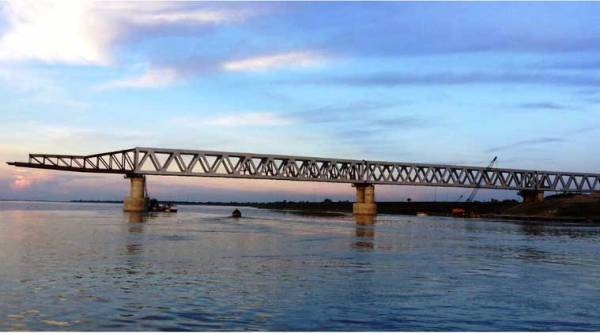 The third girder of the 4.95-km Bogibeel rail-cum-road bridge on the Brahmaputra near Dibrugarh, was launched last week. A national project, the bridge is being constructed by the railways. ( Source: Express photo )