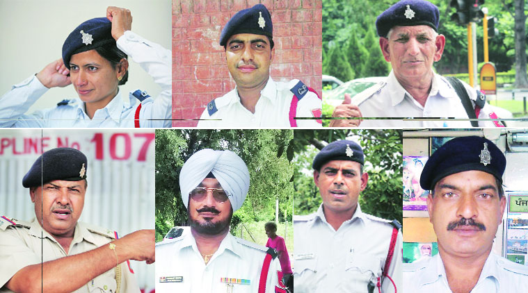 Clockwise: Constable Sonia, Constable Deepak, Head Constable Mohinder Singh, Head constable  Om Parkash, Constable Devinder, Head Constable Paramjit Singh and ASI Balbir Singh