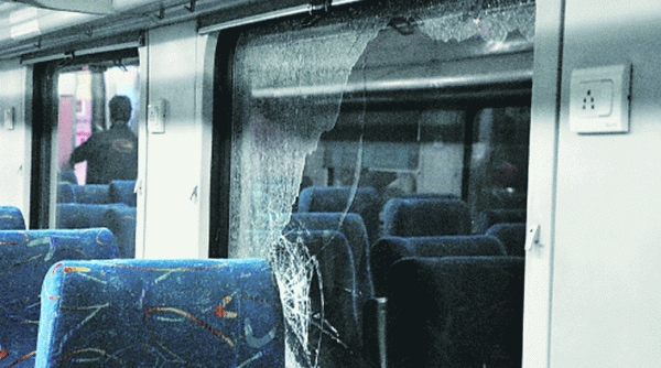 One of the damaged coaches. (Source: Express photo by Sahil Walia)