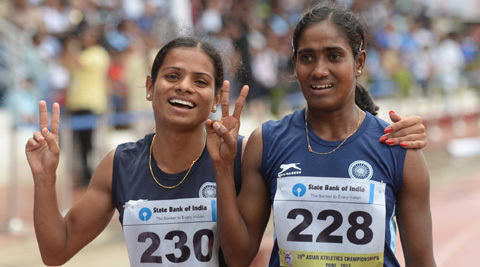 Dutee Chand (left) with Asha Roy. (Express File Photo) 