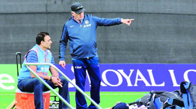 Shastri and Fletcher in discussion during the recently concluded ODI series in England. (Source: AP)