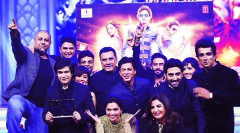 Vishal Dadlani, Bhushan Kumar, Irshad Kamil, Sunidhi Chauhan, Vivaan Shah, Boman Irani, Shah Rukh Khan, Deepika Padukone,  Shekhar Ravjiani, Abhishek Bachchan, Farah Khan, Neeti Mohan and Sonu Sood