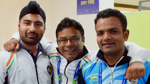 Silver medalist from left to right Vijay Kumar