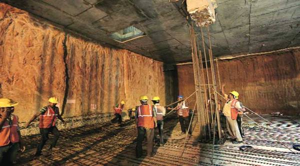 Work going on at the new Hauz Khas Metro station. The station will have five levels. ( Source: Express photo by Ravi Kanojia )