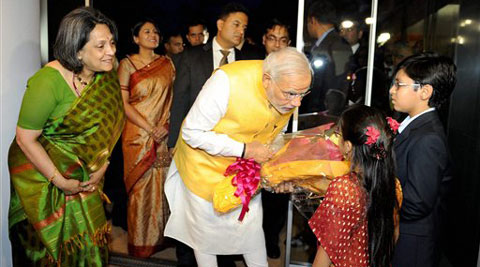 Modi at the inauguration of the Vivekananda Cultural Centre at the Indian embassy in Tokyo, Tuesday. (Source: PTI)