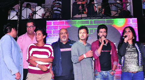 Actor Nikhil Dwivedi with the other members from the film’s crew at the launch