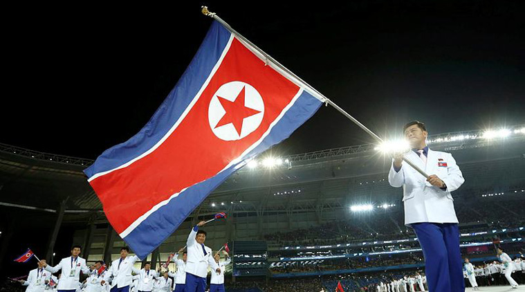 The contingent of North Korea at the opening ceremony at Incheon Asian Games on Friday. (Source: Reuters)