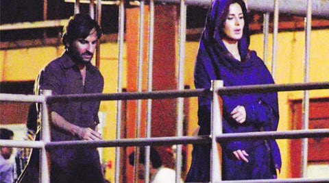 Saif Ali Khan and Katrina Kaif snapped during the shooting of Phantom