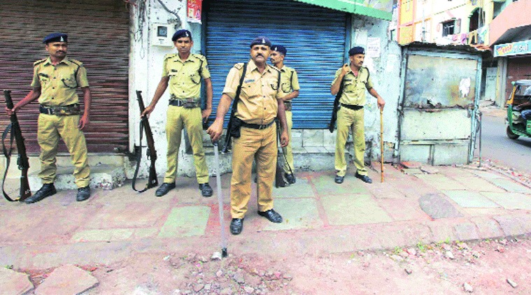 Heavy police presence across the city on Saturday. (Source: Express)