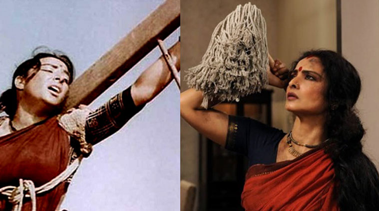Rekha, in 'Super Nani', strikes the pose with a mop.