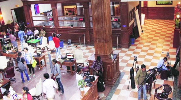 An aerial view of the  set at Mehboob Studio