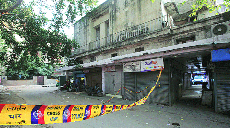 The spot in Shankar Market where the firing took place on Saturday. (Source: Express photo by Amit Mehra)