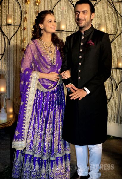 Dia Mirza glows in purple lehenga as she gets engaged to Sahil Sangha ...