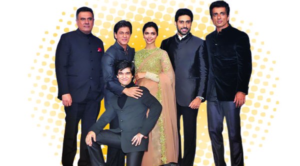 Shah Rukh Khan, Deepika Padukone, Abhishek Bachchan,  Boman Irani, Sonu Sood and Vivaan Shah