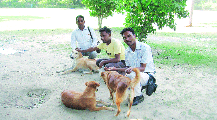 Arjun Singh, far right, with the other guards at Lodi Garden. The training will go on for a few months