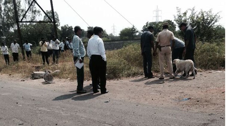 Police and ATS teams at the explosion site. (Source: Express photo)