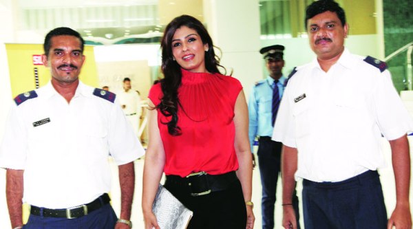Raveena Tandon with the firemen at the Express Towers