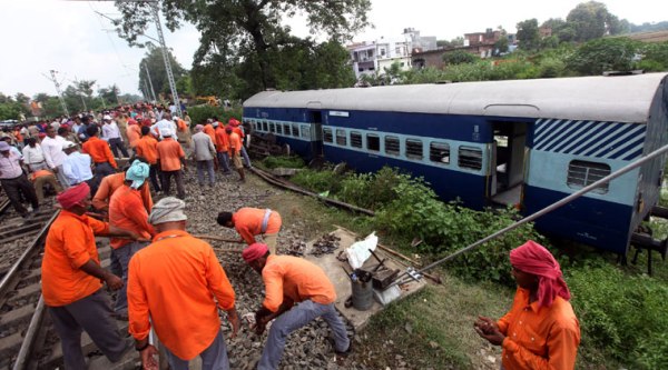 Three coaches of Barauni Express were badly damaged in the collision. (Source: express photo by Vishal Shrivastav)