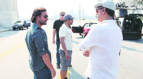 Saif Ali Khan with the team of Happy Ending shooting on the street of  Los Angeles