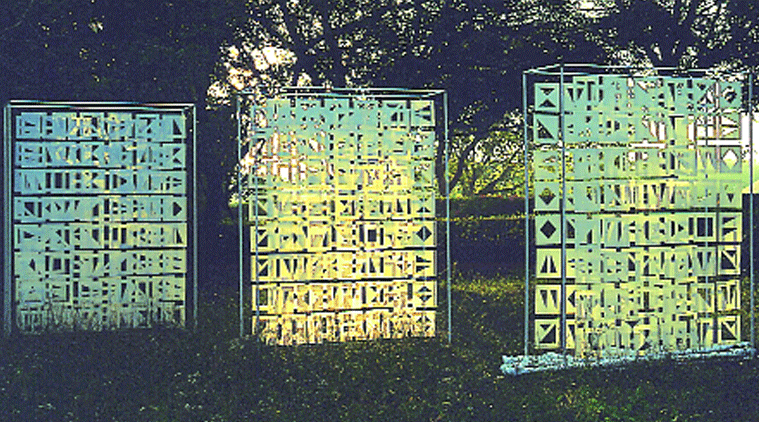 Pierre Legrand's stencilled design in each square represents a letter of the English alphabet.