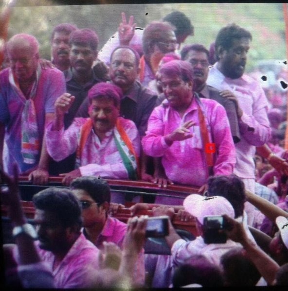 Chavan's victory March in Karad. (Source: Twitter/Sanghamitra Mazumdar)