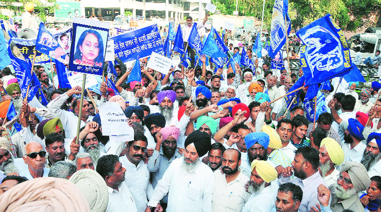 During the BSP rally in Ludhiana on Friday. (Source: Express photo by Gurmeet Singh)