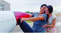 Akshay Kumar romances South African model Michelle hanging on the propeller of the aeroplane 