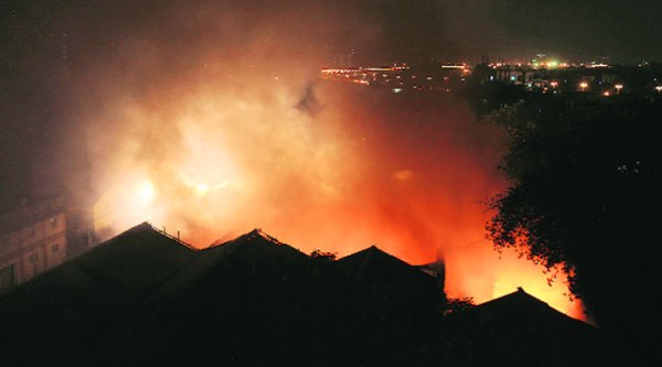 The fire broke out at a military canteen godown in Mazgaon, near Suryakund. ( Source: Express photo by Vasant Prabhu)